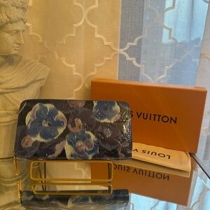Louis Vuitton Blue Monogram Vernis Ikat Flower Zippy Continental Wallet